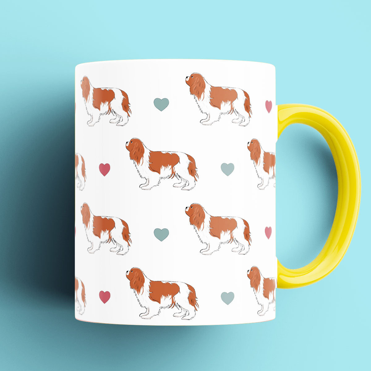 Cavalier King Charles Spaniel and Hearts Patterned Mug
