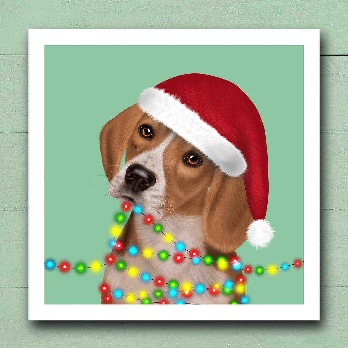 Beagle in Santa Hat