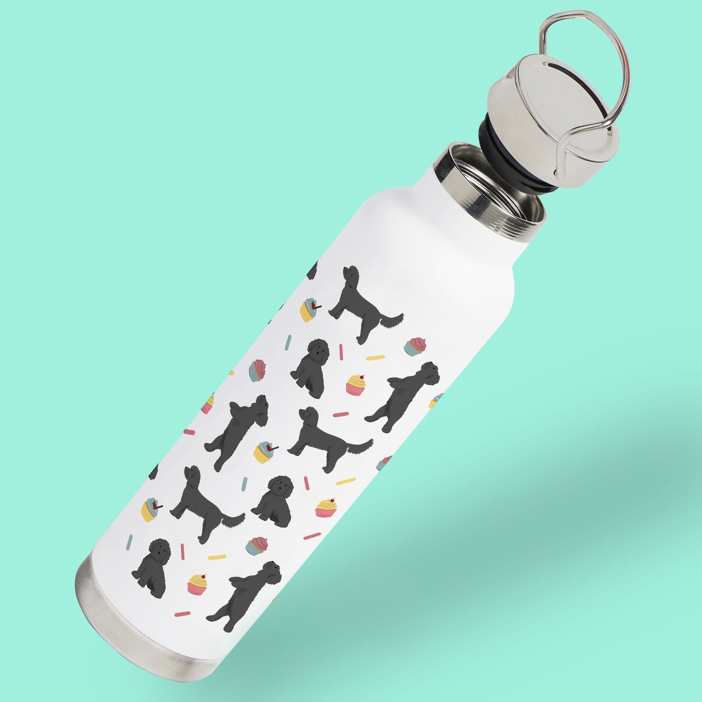 Black Cockapoos and Cupcakes Water Bottle