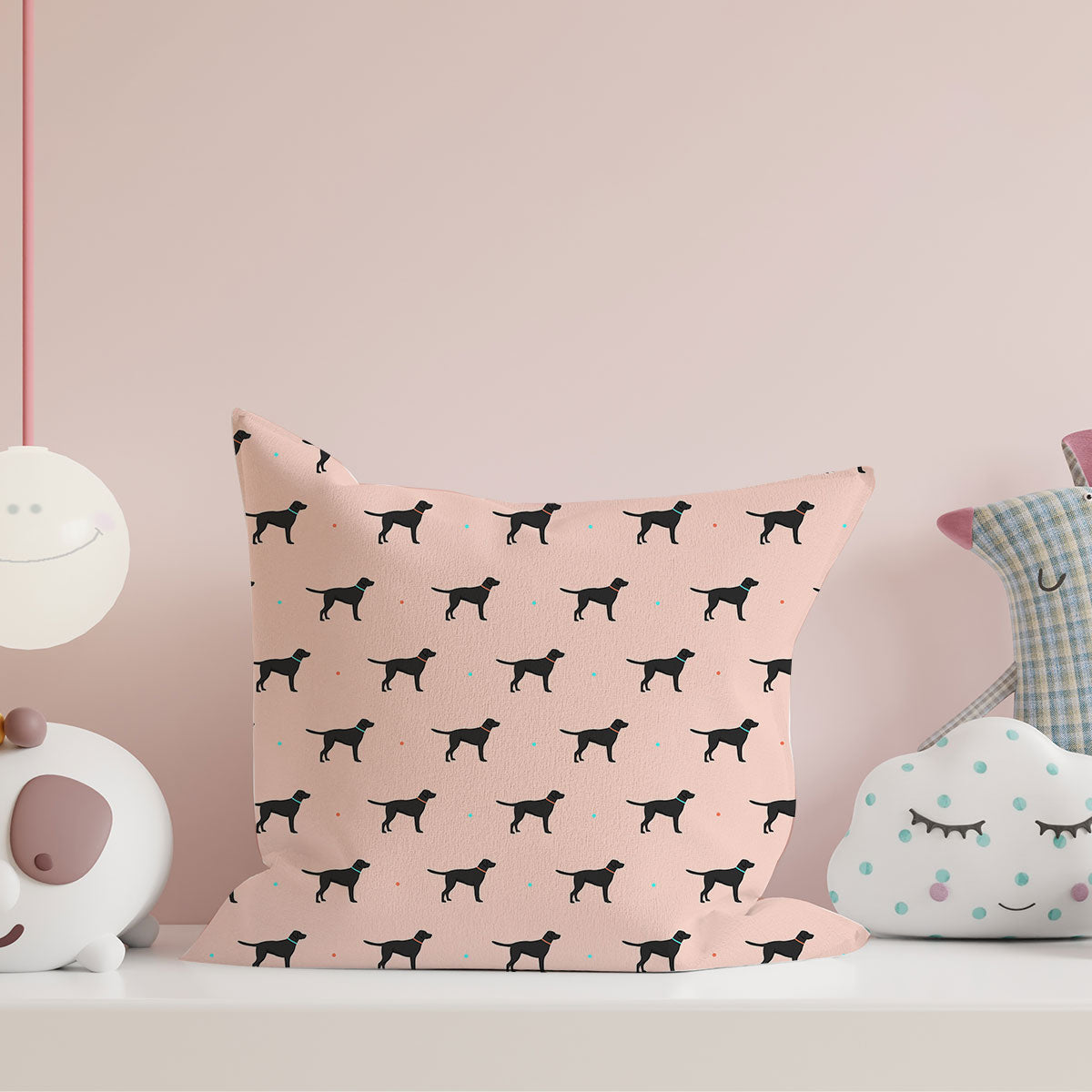 Black Labrador Pattern Cushion