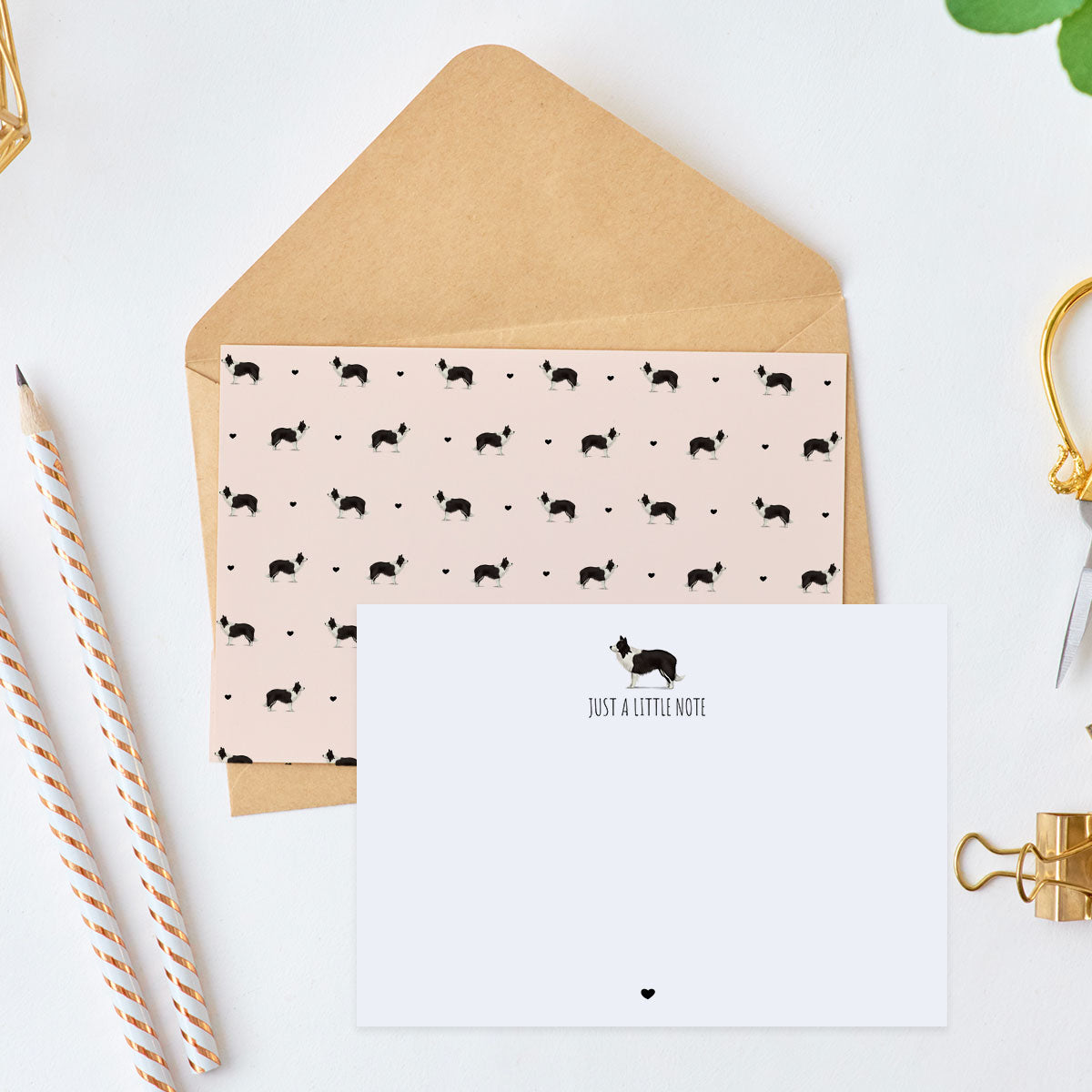 Border collies and Hearts Notecard Set
