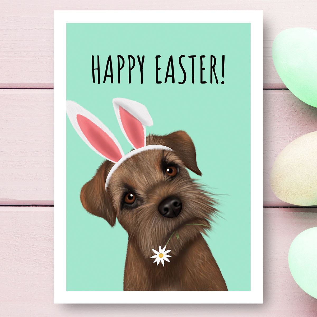 Border Terrier Happy Easter Card
