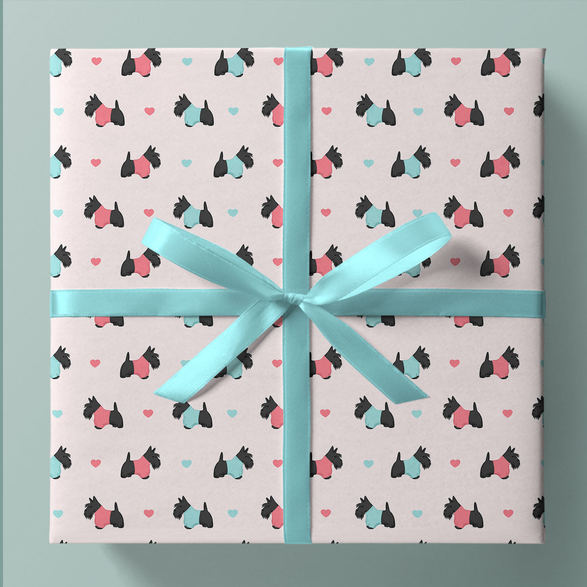 Scottish Terriers and Hearts Wrapping Paper