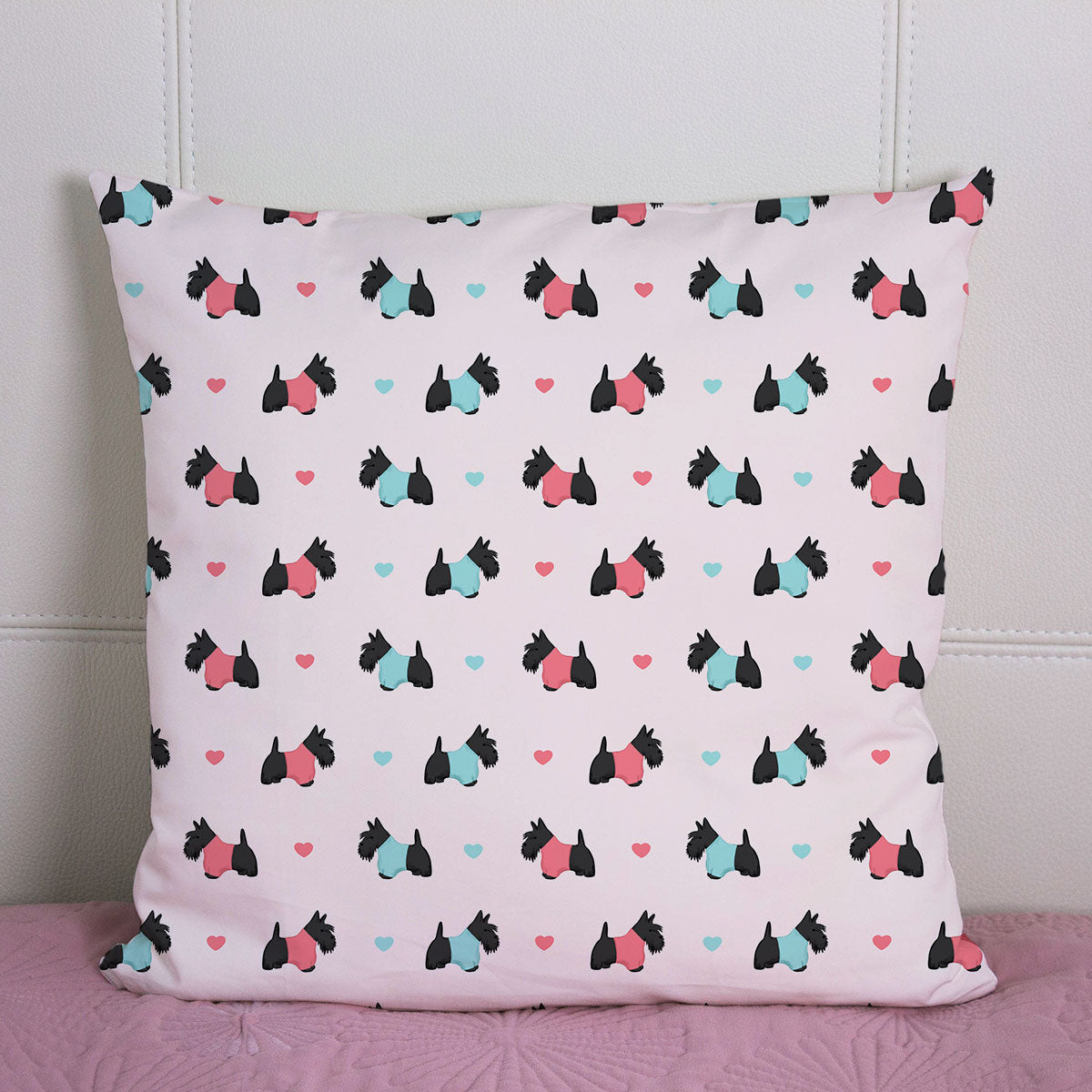 Scottish Terriers and Hearts Cushion