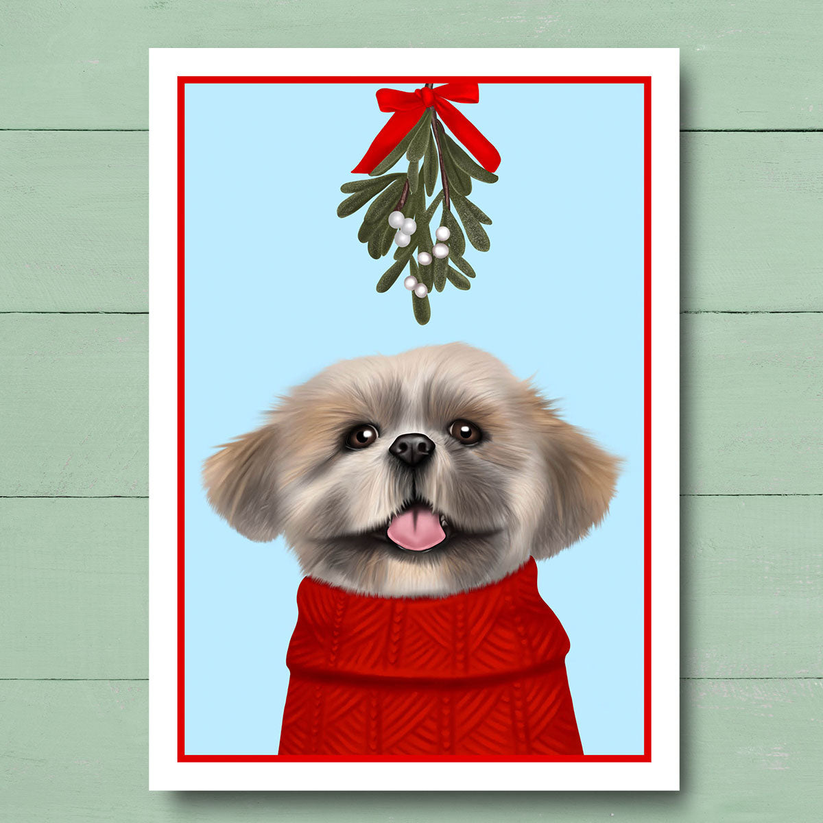 Shih Tzu under Mistletoe