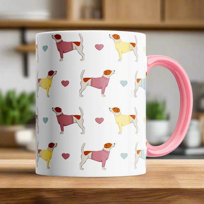 Jack Russell and Hearts Patterned Mug