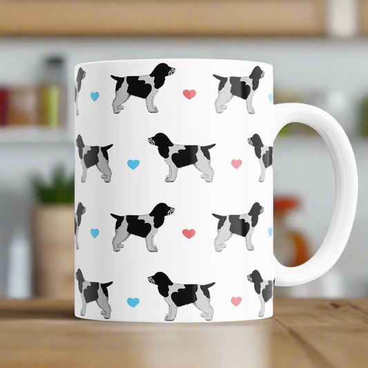 Blue Roan Cocker Spaniel and Hearts Patterned Mug