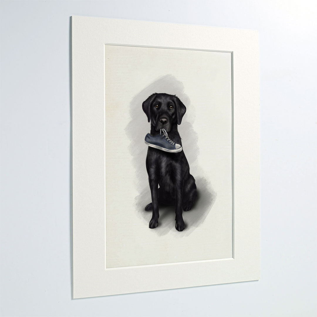 Black Labrador I’ve Got Your Shoe Mounted Print
