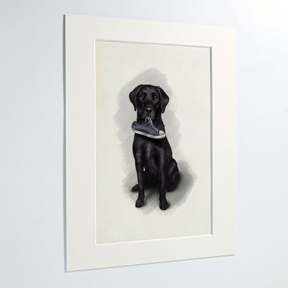 Black Labrador I’ve Got Your Shoe Mounted Print