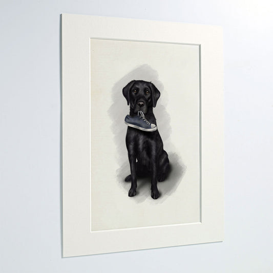 Black Labrador I’ve Got Your Shoe Mounted Print