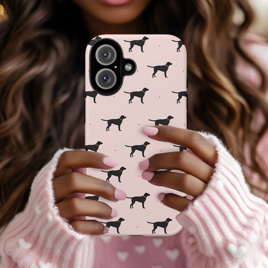 Black Labrador Pattern iPhone Tough Case