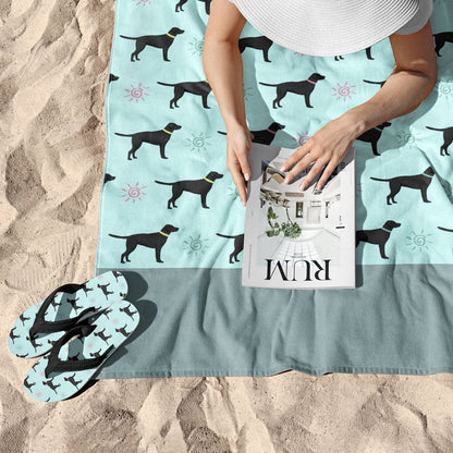 Black Labrador Summer Pattern Beach Towel