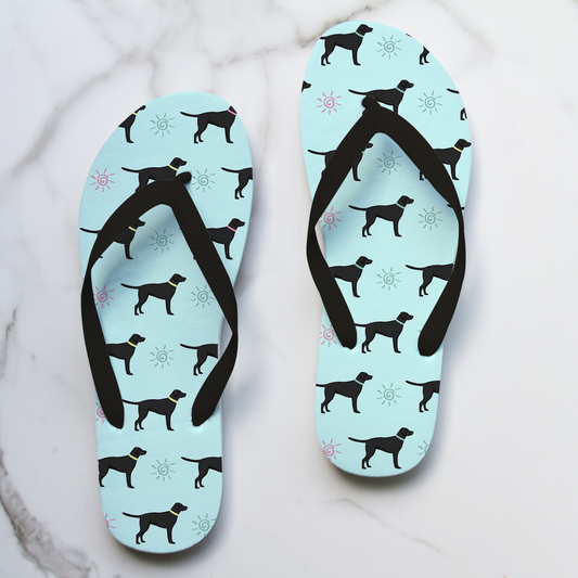 Black Labrador Summer Pattern Flip Flops
