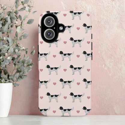 Black and White Cockapoos and Hearts iPhone Tough Case