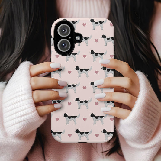 Black and White Cockapoos and Hearts iPhone Tough Case