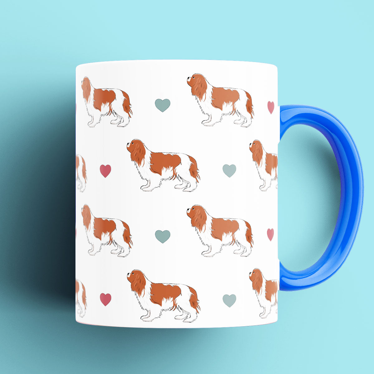 Cavalier King Charles Spaniel and Hearts Patterned Mug