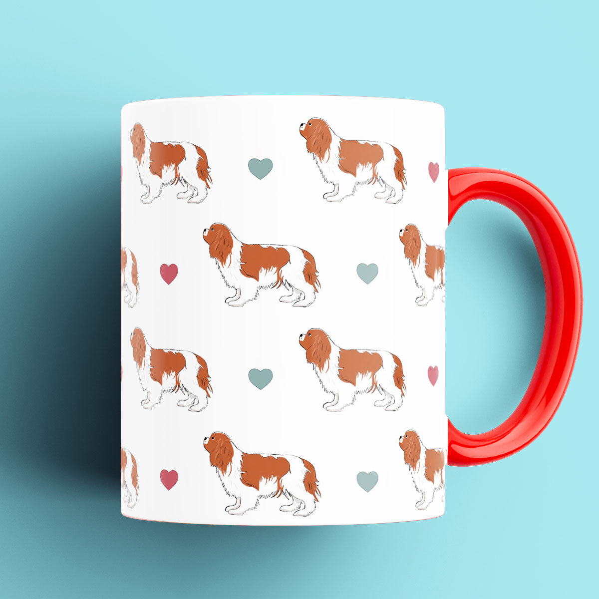 Cavalier King Charles Spaniel and Hearts Patterned Mug
