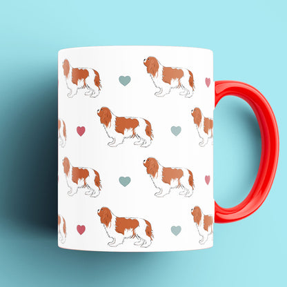 Cavalier King Charles Spaniel and Hearts Patterned Mug