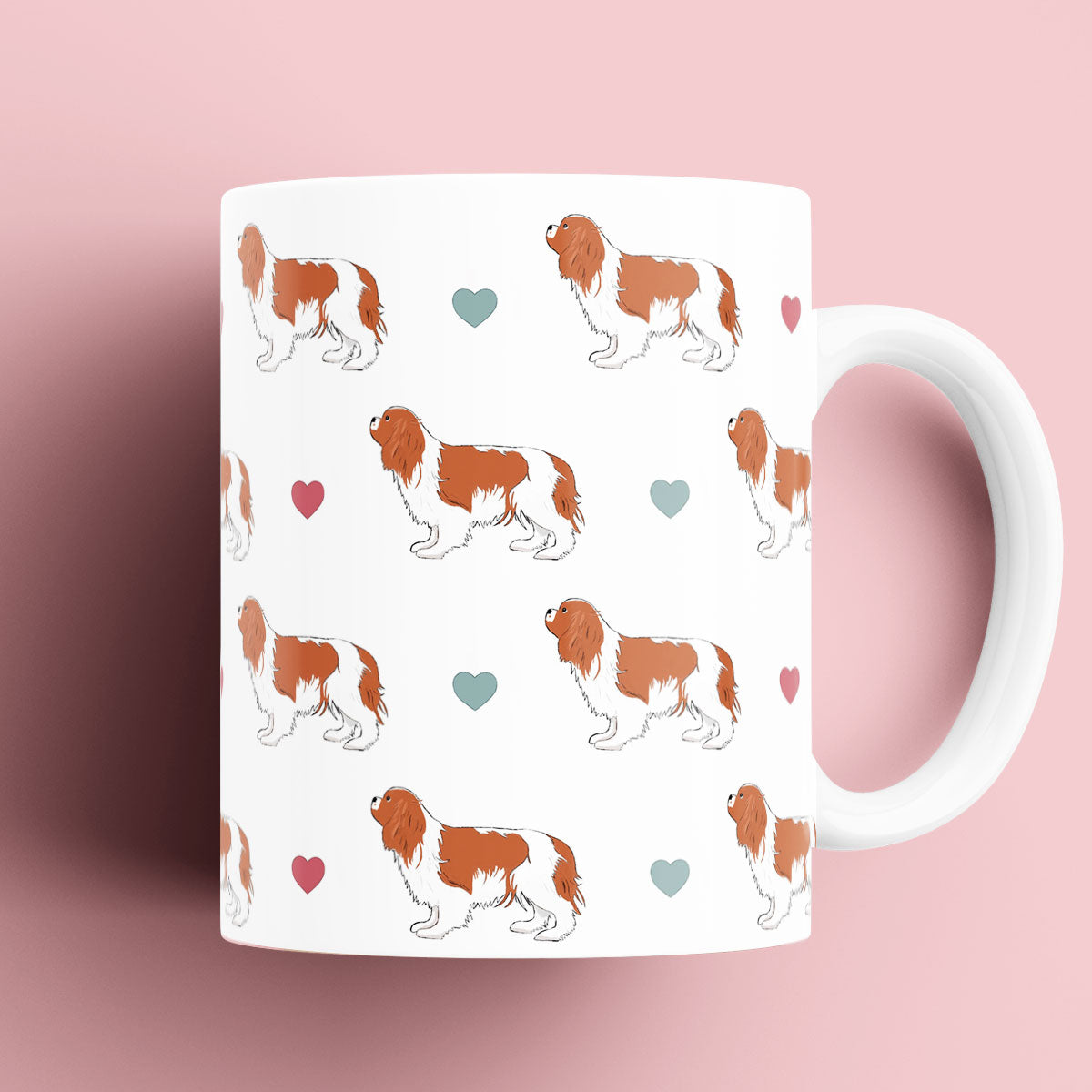 Cavalier King Charles Spaniel and Hearts Patterned Mug