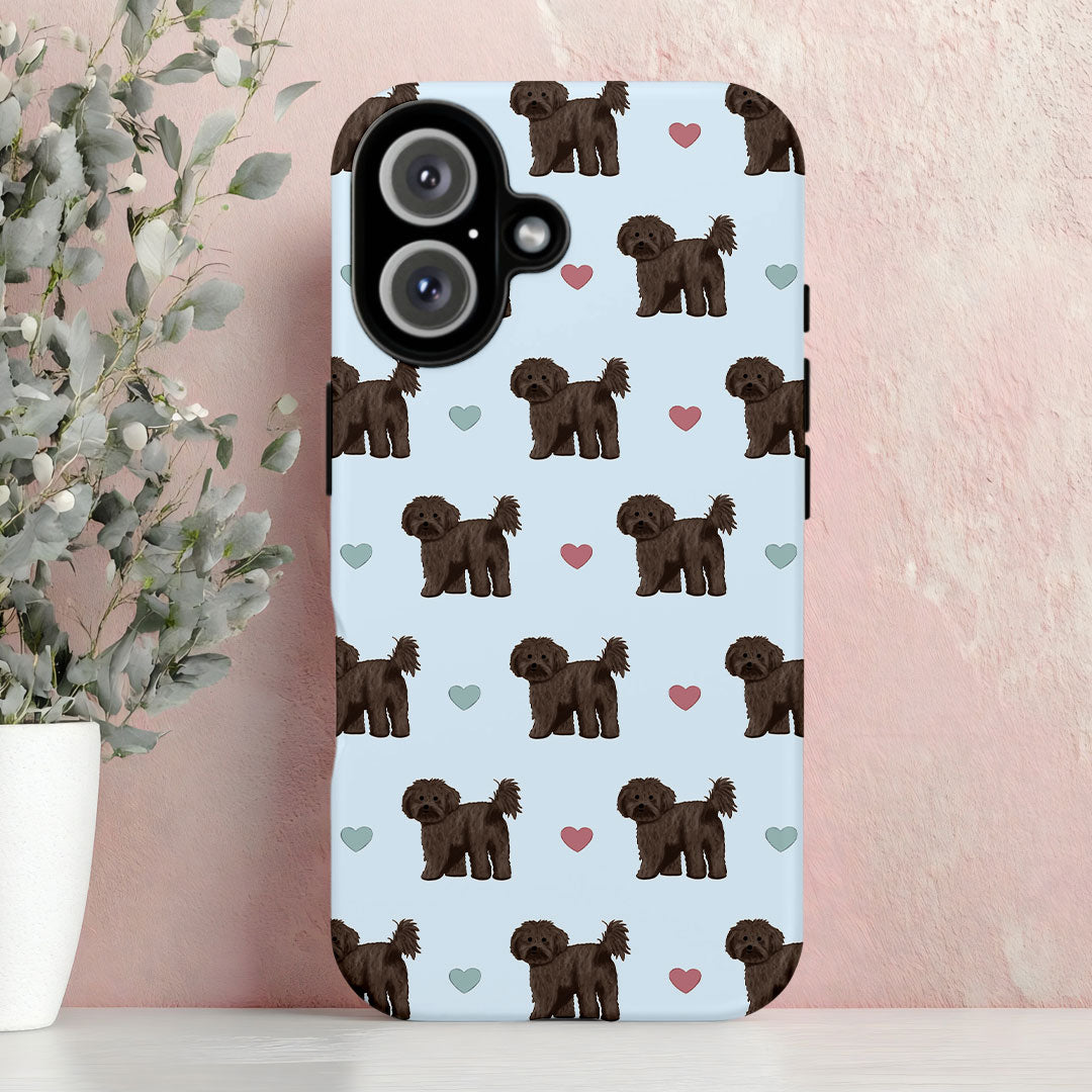 Black Cavapoos and Hearts iPhone Tough Case