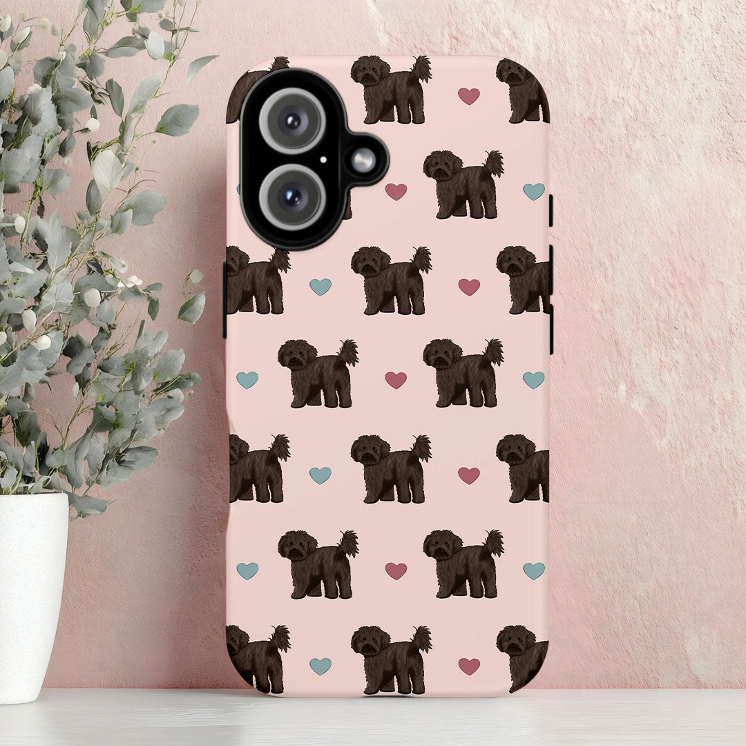Black Cavapoos and Hearts iPhone Tough Case