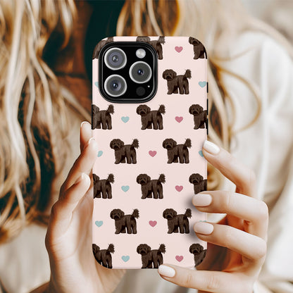 Black Cavapoos and Hearts iPhone Tough Case