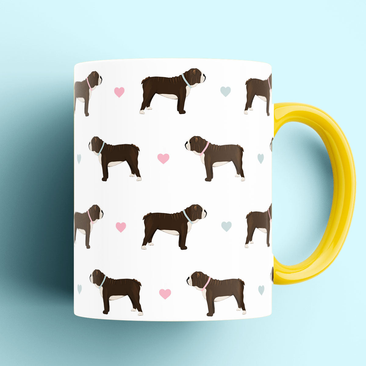 Chocolate and white Bulldogs Patterned Mug
