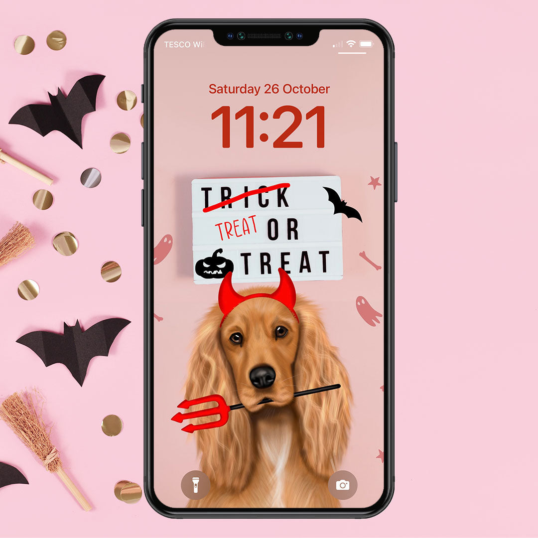 Cocker Spaniel Treat or Treat Phone Wallpaper