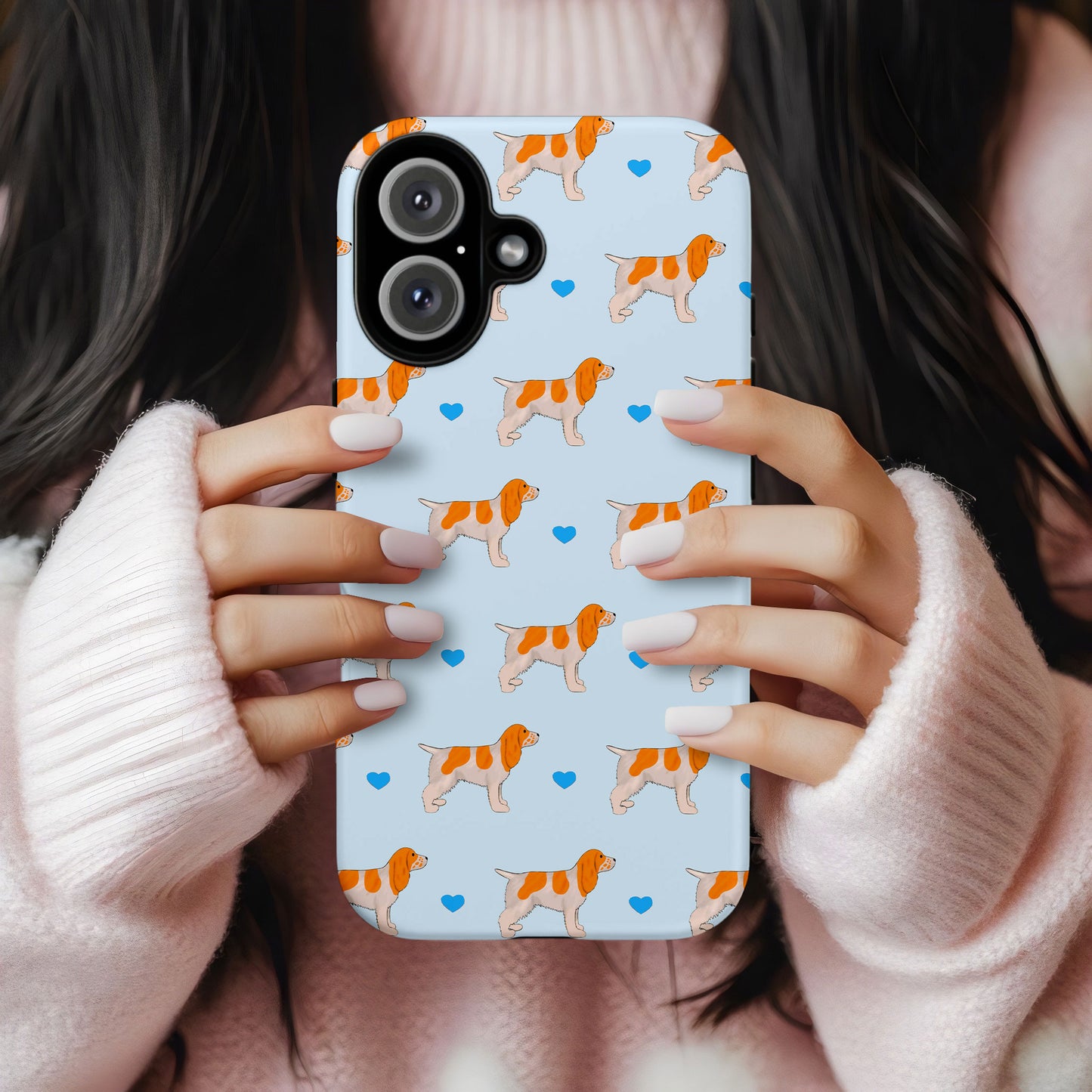 Orange Roan cocker Spaniels and Hearts iPhone Tough Case