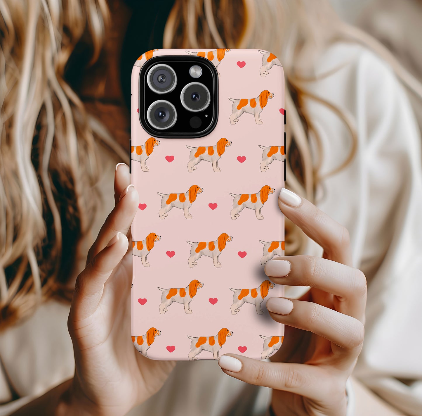 Orange Roan cocker Spaniels and Hearts iPhone Tough Case
