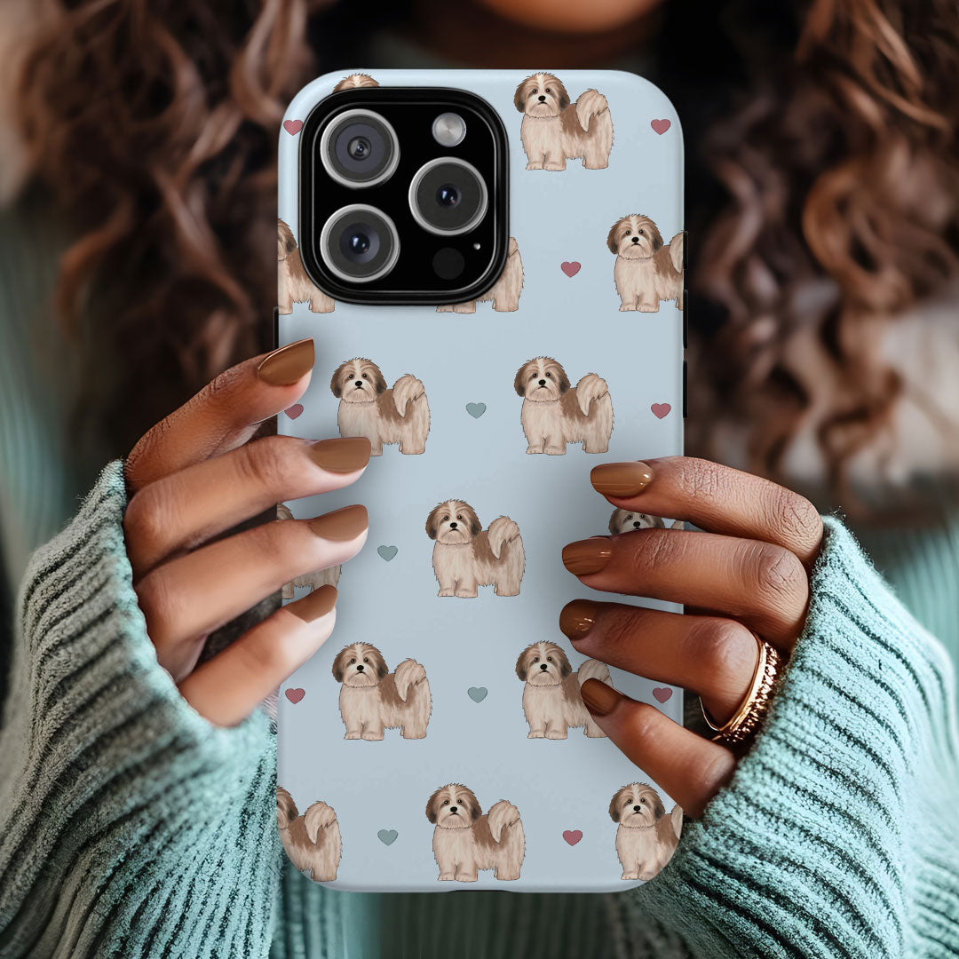 Lhasa Apso and Hearts iPhone Tough Case