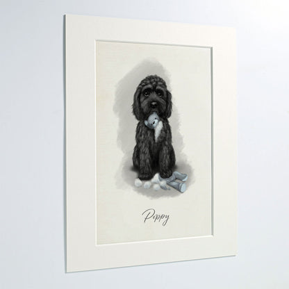 Personalised Black Cockapoo - The Teddy is Defeated - Mounted