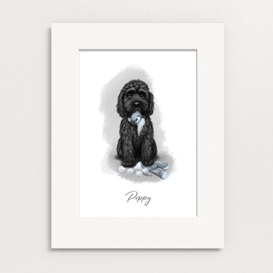 Personalised Black Cockapoo - The Teddy is Defeated - Mounted