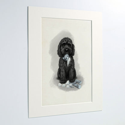 Black Cockapoo The Teddy Is Defeated Mounted Print