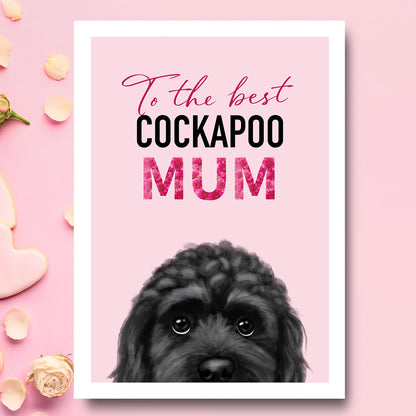 Peeping Black Cockapoo Mum Card