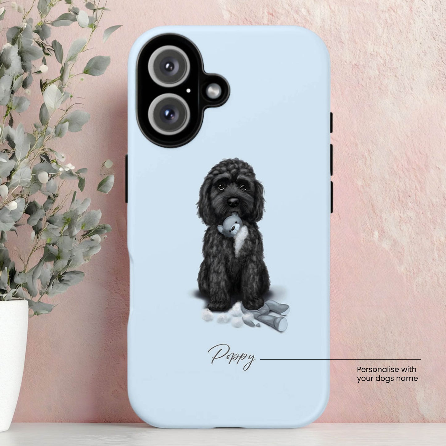 Personalised Black Cockapoo  "Teddy Is Defeated" iPhone Tough Case