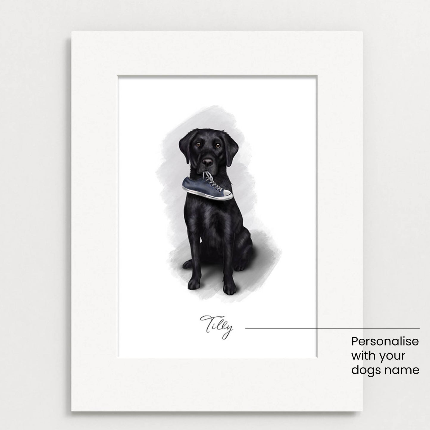 Personalised Black Labrador "I've got your shoe" - Mounted