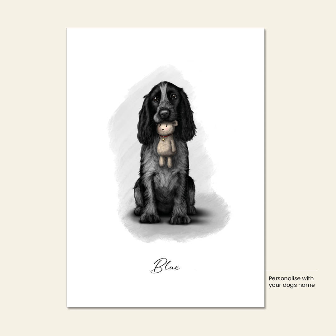 Personalised Blue Roan cocker Spaniel