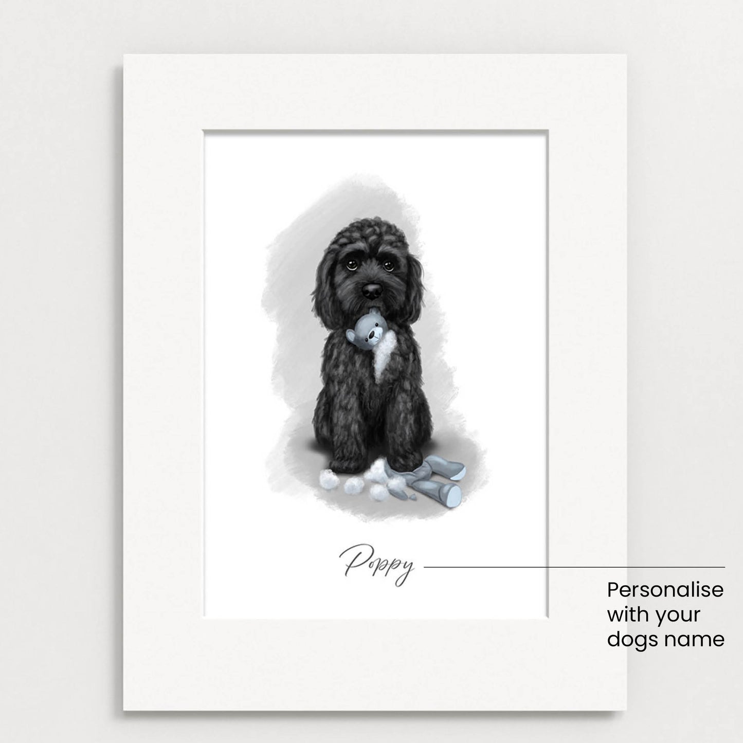 Personalised Black Cockapoo - The Teddy is Defeated - Mounted