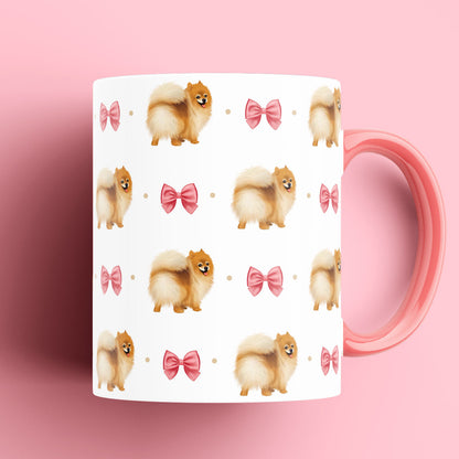 Pomeranian and Bows Patterned Mug