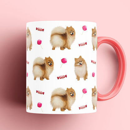 Pomeranian and Candy Patterned Mug