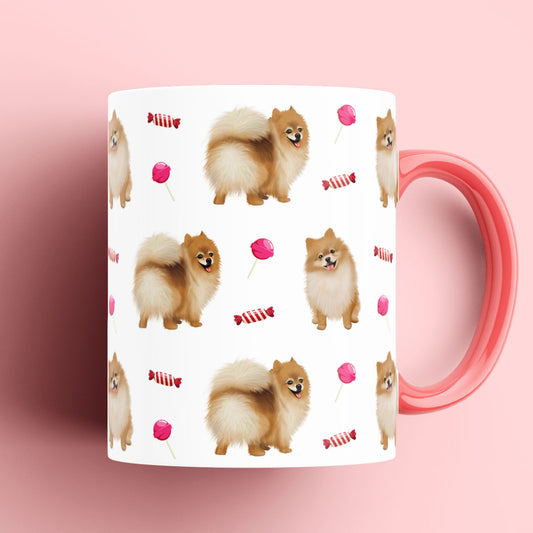 Pomeranian and Candy Patterned Mug
