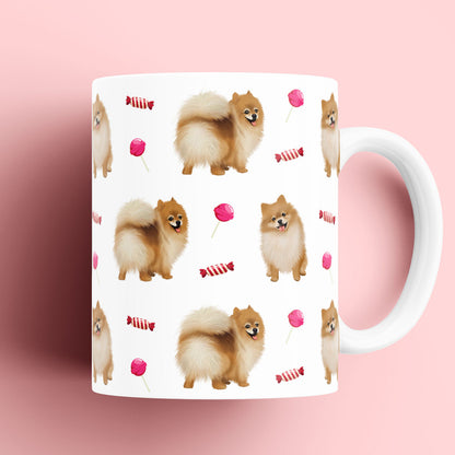 Pomeranian and Candy Patterned Mug
