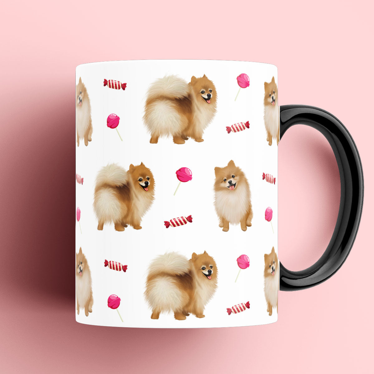 Pomeranian and Candy Patterned Mug