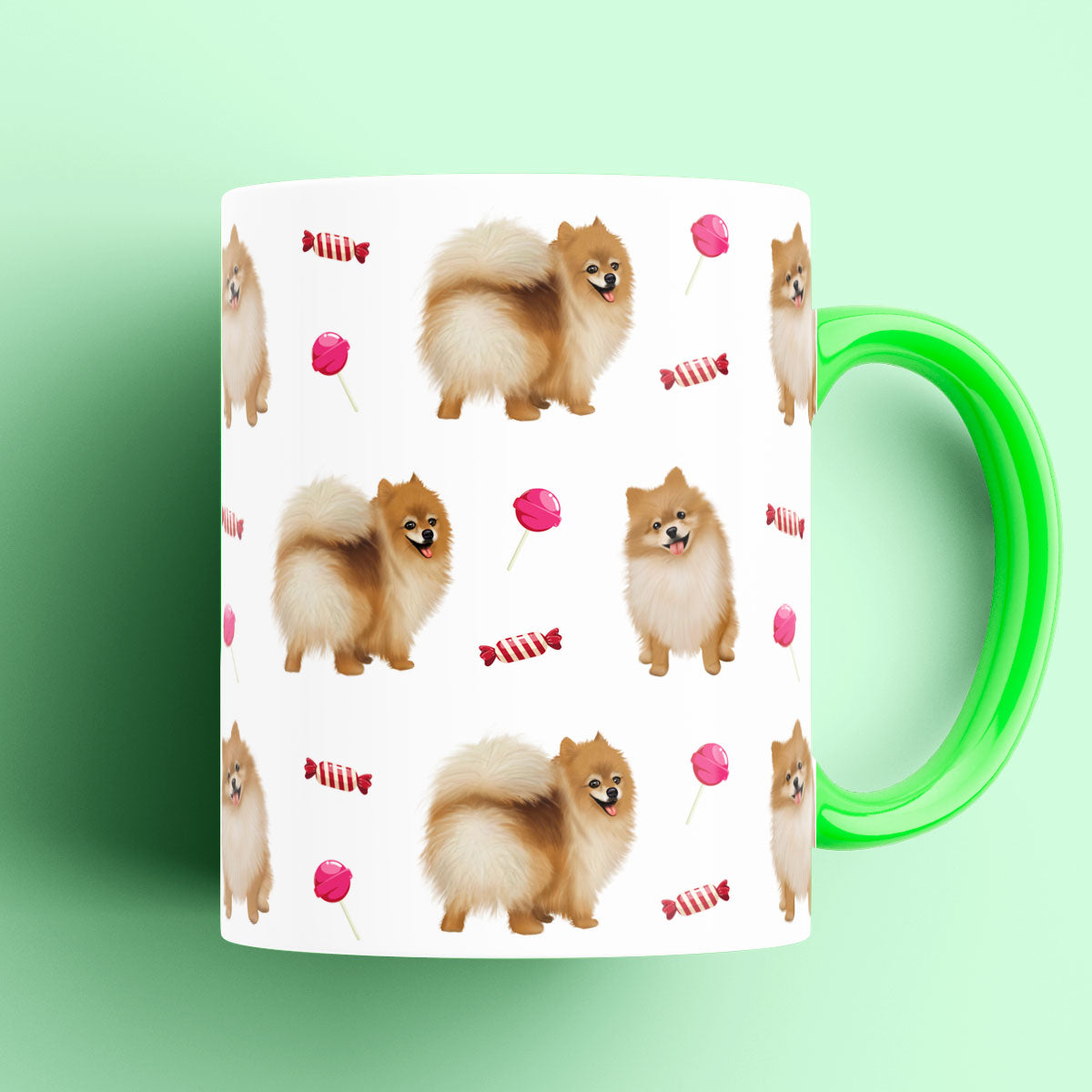 Pomeranian and Candy Patterned Mug