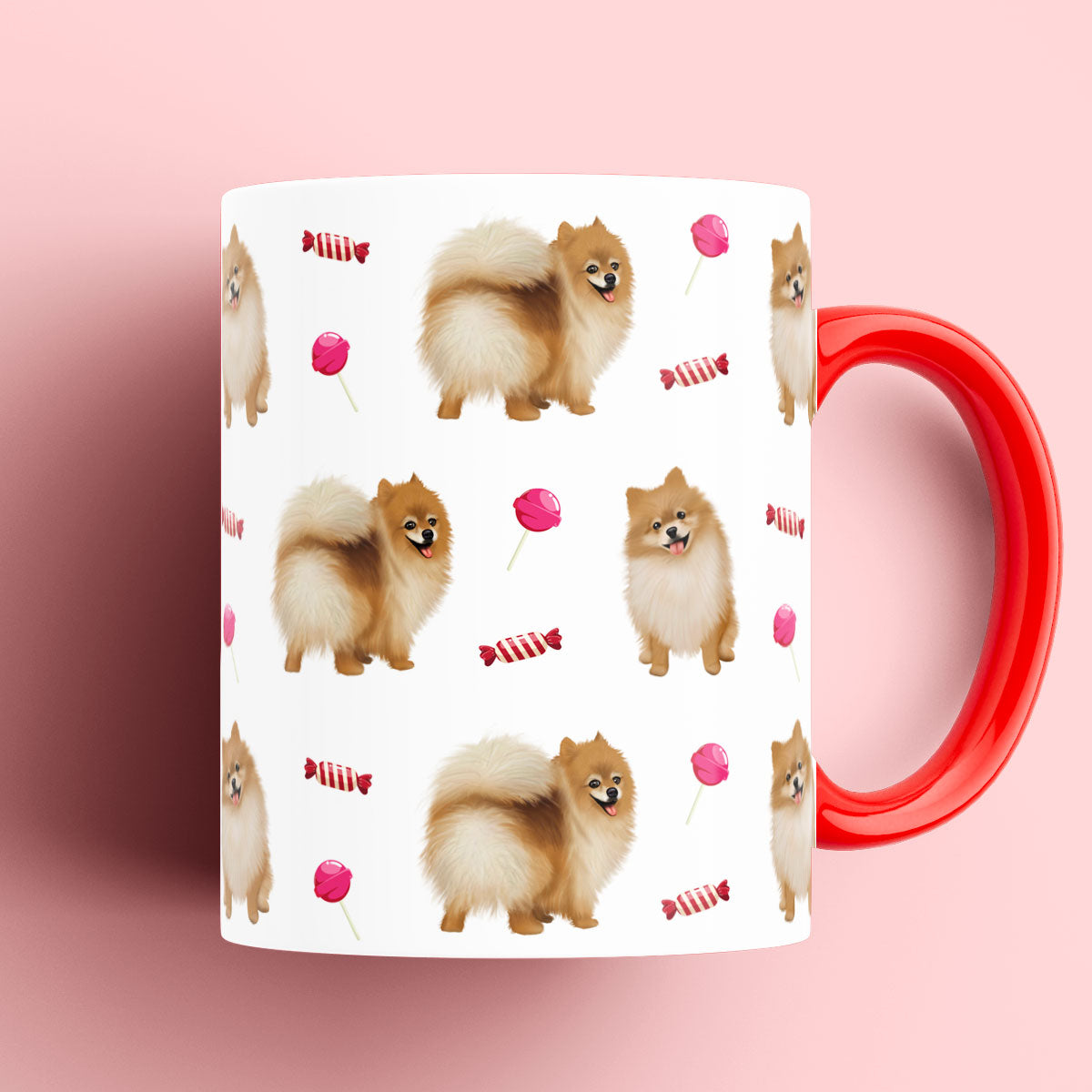 Pomeranian and Candy Patterned Mug