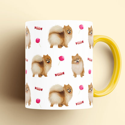 Pomeranian and Candy Patterned Mug