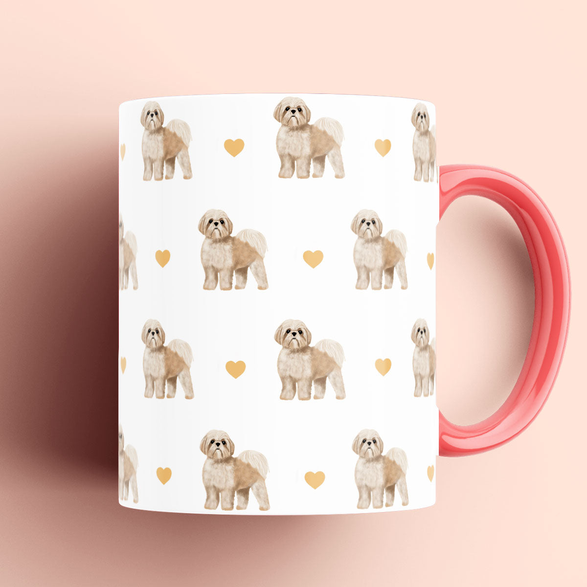 Shih Tzu and Hearts Patterned Mug