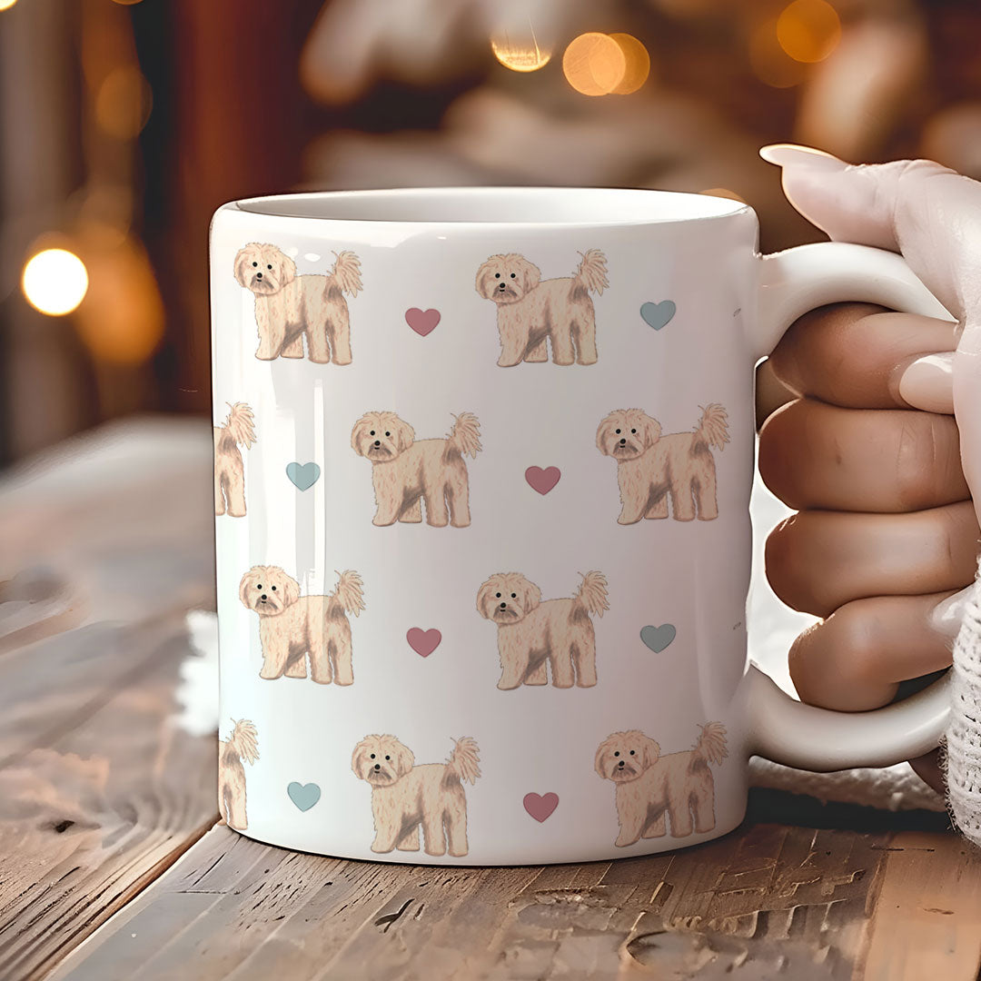 Cavachon and Hearts Patterned Mug
