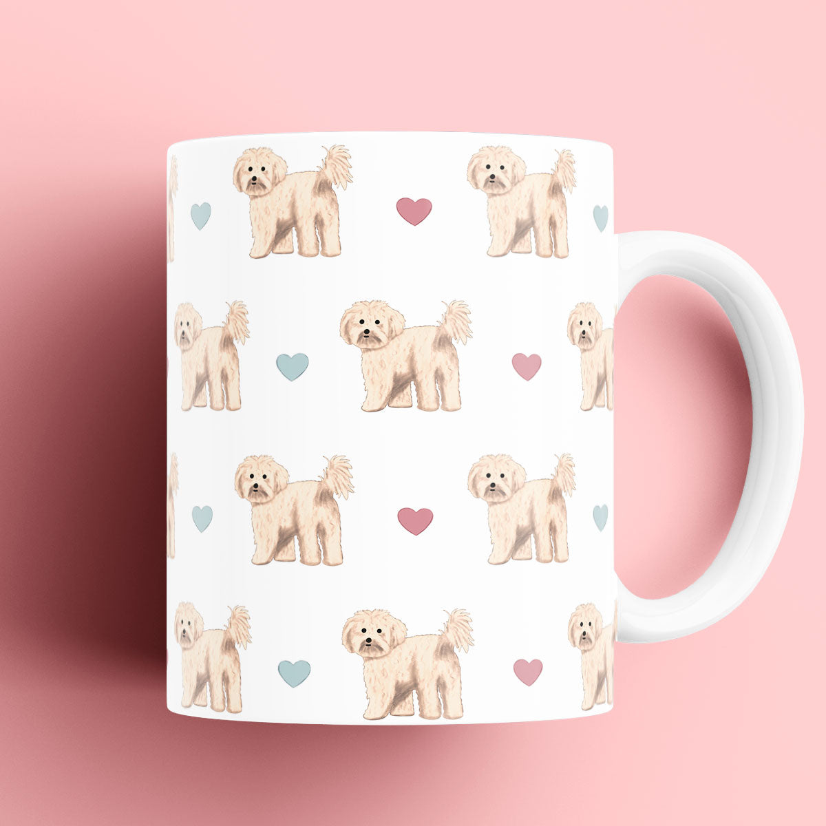 Cavachon and Hearts Patterned Mug